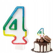 ŚWIECZKA URODZINOWA KOLOROWA TEŃCZOWA CYFERKA 4 CYFRA NA IMPREZĘ