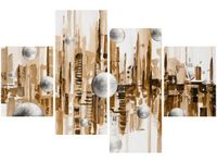 120CM 80CM ZEGAR 4 ELEM MIASTO ZE SNU BRĄZACH OBRAZ ŚCIENNY