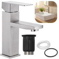 Bateria Stojąca Umywalkowa Nablatowa Niska Kran do Łazienki Srebrny 17 cm