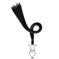 glas horse tail szklany plug z dekoracyjnym ogonem, 7,6 cm