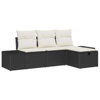 Zestaw Sof na Ogród 4 pcs Czarny 55 x 62 x 69 cm Polirattan