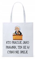 Dla Prawnika Adwokata Torba Eco Biała Shopper Z Nadrukiem Ze Zdjęciem
