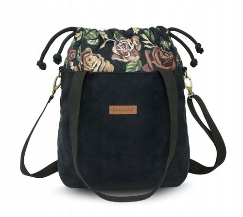 TOREBKA WOREK BAGGAGE EKO SKÓRA ZAMSZ CZARNA BLOOM na Arena.pl