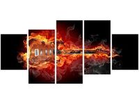 70CM 150CM OBRAZ 5 ELEM PŁONĄCA GITARA ŚCIENNY