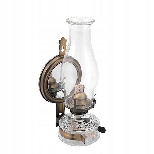 Lampa naftowa 31cm z lustrem Stary Mosiądz MAXI zdjęcie 1