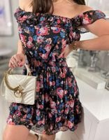 Sukienka hiszpanka w kwiaty czarna DEEP