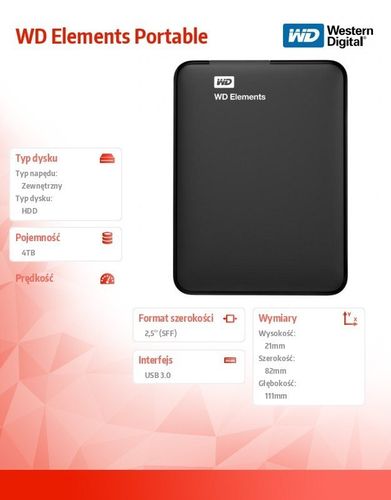 WD Elements 4TB 2,5'' WDBU6Y0040BBK-WESN na Arena.pl