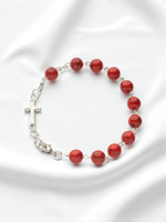 Bransoletka Różaniec Koralin 8 Mm Polska Ręczna Produkcja