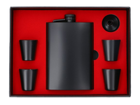 Zestaw Prezentowy Czarna Piersiówka ok. 240 ml + 4 Kieliszki na Prezent