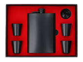 Zestaw Prezentowy Czarna Piersiówka ok. 240 ml + 4 Kieliszki na Prezent