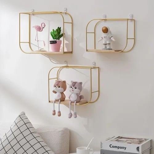 Półka ścienna, stojak, złoty, drewno na Arena.pl