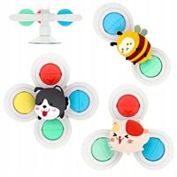 zestaw 3 przyssawki sensoryczne grzechotka top spinner dla dzieci