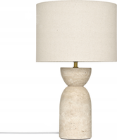 LAMPA STOŁOWA Z KAMIENIA TRAWERTYNOWEGO Ø 28 CM WYSOKOŚĆ 47,5 CM E14