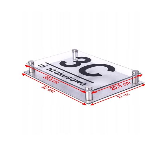 TABLICZKA Z NUMEREM DOMU | ADRESOWA | PLEKSA i ALUMINIUM + DYSTANSE i KOŁKI na Arena.pl