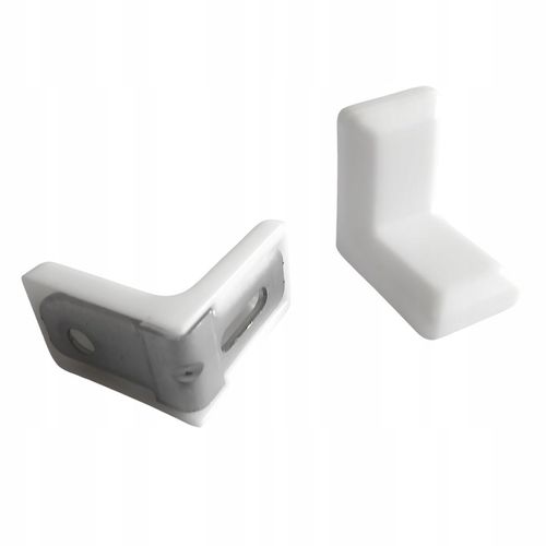 Kątownik meblowy komandorek wspornik metalowy + osłonka BIAŁY (02) na Arena.pl