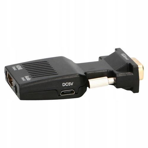 ADAPTER KONWERTER VGA D-SUB DO HDMI + DŹWIĘK AUDIO na Arena.pl