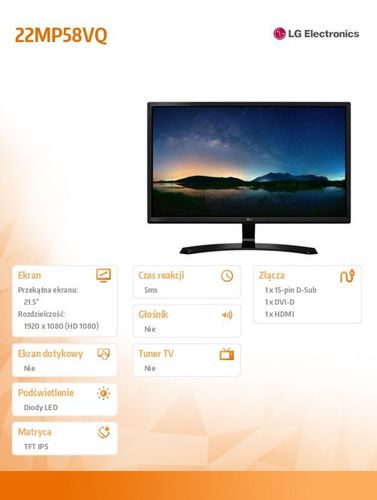 LG 21.5'' 22MP58VQ-P LED IPS HDMI/DVI/D-sub na Arena.pl