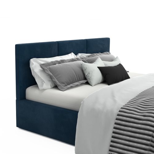 ŁÓŻKO TAPICEROWANE 140x200 ŁÓŻKO PODWÓJNE Z POJEMNIKIEM GRANATOWE na Arena.pl