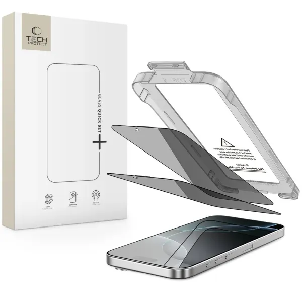 Szkło prywatyzujące Tech-Protect Quick Set Spy+ 2-pack na iPhone 16 Pro Max zdjęcie 1