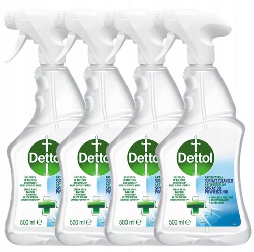 DETTOL Antybakteryjny Spray do dezynfekcji i mycia powierzchni 4x 500ml na Arena.pl