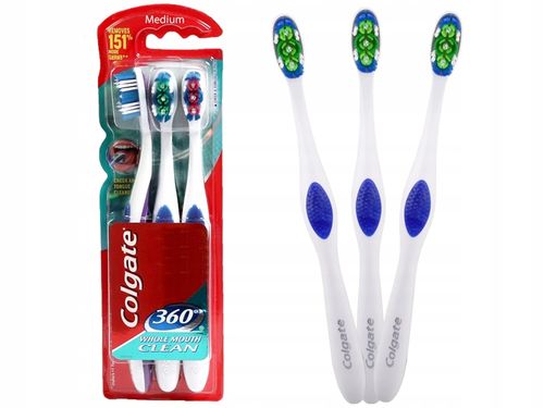 SZCZOTECZKI DO ZĘBÓW COLGATE 360° CLEAN MEDIUM x3 na Arena.pl