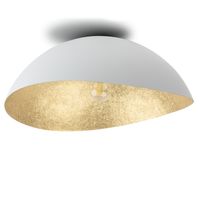 Kopułowy plafon do salonu SOLARIS 40612 Sigma żywicowy biały złoty