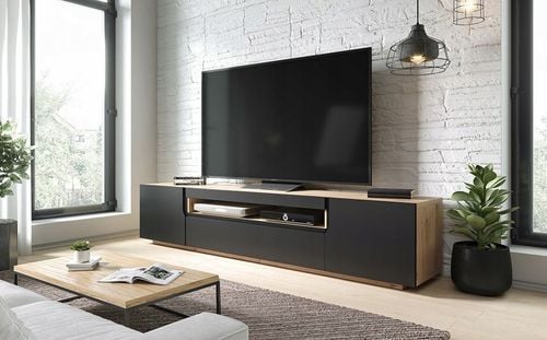 Szafka RTV czarna mat+dąb Artisan Wisząca i stojąca Odyn na Arena.pl