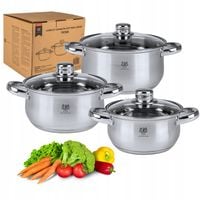 ZESTAW KOMPLET GARNKÓW Fiona INDUKCJA GAZ 6el ze STALI NIERDZEWNEJ