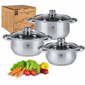 ZESTAW KOMPLET GARNKÓW Fiona INDUKCJA GAZ 6el ze STALI NIERDZEWNEJ