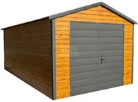 Garaż blaszany 4x6m Brama dwuskrzydłowa drewnopodobny TS1143