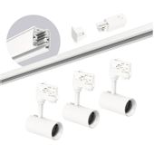 Zestaw szynowy 3 fazowy szyna 2m, 3x Lampa BIAŁY kompletny zestaw