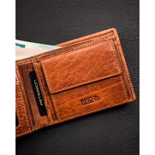 skórzany portfel męski w kolorze brązowym z systemem rfid - peterson na Arena.pl