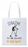Dla Strażaka Prezent Torba Eco Biała Shopper Z Nadrukiem Ze Zdjęciem