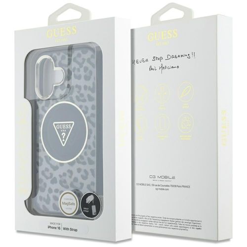 Etui Guess HC IML Leopard Triangle Cord Strap do iPhone 16 MagSafe czarny na Arena.pl