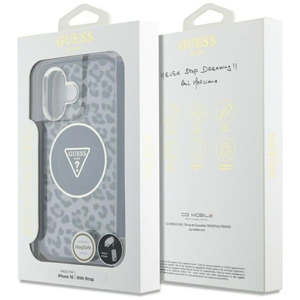 Etui Guess HC IML Leopard Triangle Cord Strap do iPhone 16 MagSafe czarny zdjęcie 7
