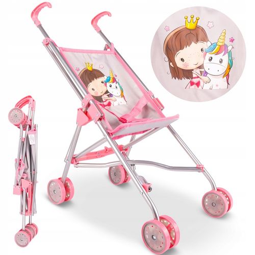 WÓZEK DLA LALEK LEKKI SKŁADANY PARASOLKA SPACERÓWKA JEDNOROŻEC KSIĘŻNICZKA na Arena.pl