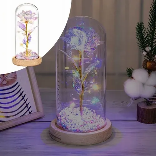 WIECZNA RÓŻA W SZKLE ŚWIECĄCA LED PREZENT PUDEŁKO NA WALENTYNKI DZIEŃ BABCI na Arena.pl