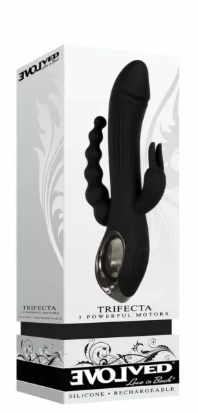evolved trifecta rabbit vibrator black - trojfunkcyjny model zdjęcie 6