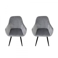 18152 Ciemno-szare krzesła welurowe solidne komplet 2 sztuki