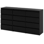 Komoda 12 Szuflad Nowoczesna Szafka Loft 180cm Stolik Salon Czarny Mat