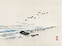 Plakat 80x60cm Beach Scenery, Kōno Bairei Japoński Vintage do Salonu