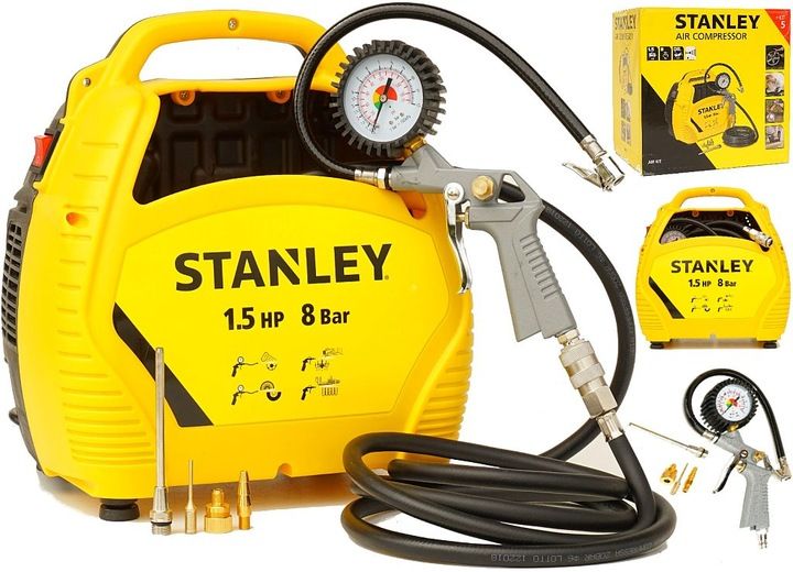 STANLEY KOMPRESOR BEZOLEJOWY SPRĘŻARKA + ZESTAW zdjęcie 1