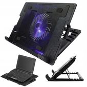 Podstawka chłodząca z podświetleniem LED czarna pod laptop 17 cali