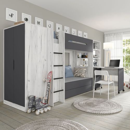 Antresola łóżko piętrowe Samoa craft biały / grafit na Arena.pl