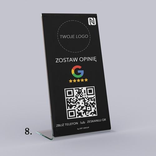 Stojak, STAND NFC, Kod QR do opinii Google Tabliczka Prezenter z logo firmy na Arena.pl