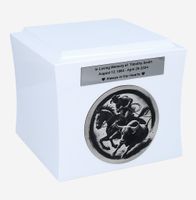 Drewniana Urna z Motywem Rodeo Biała / Plakietka