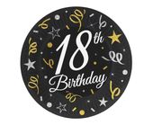 Talerzyki papierowe 18 urodziny, 18 cm 6 szt.