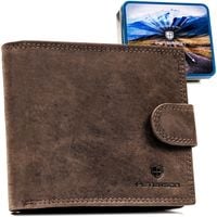 poziomy portfel męski ze skóry naturalnej w brązowym kolorze