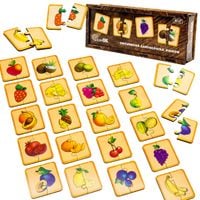 drewniana łamigłówka owoce łączenie połówek zestaw puzzle układanka