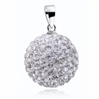 SREBRNY WISIOREK DUŻA BIAŁA KULKA DISCOBALL 14MM KRYSZTAŁ CRYSTAL BEADS